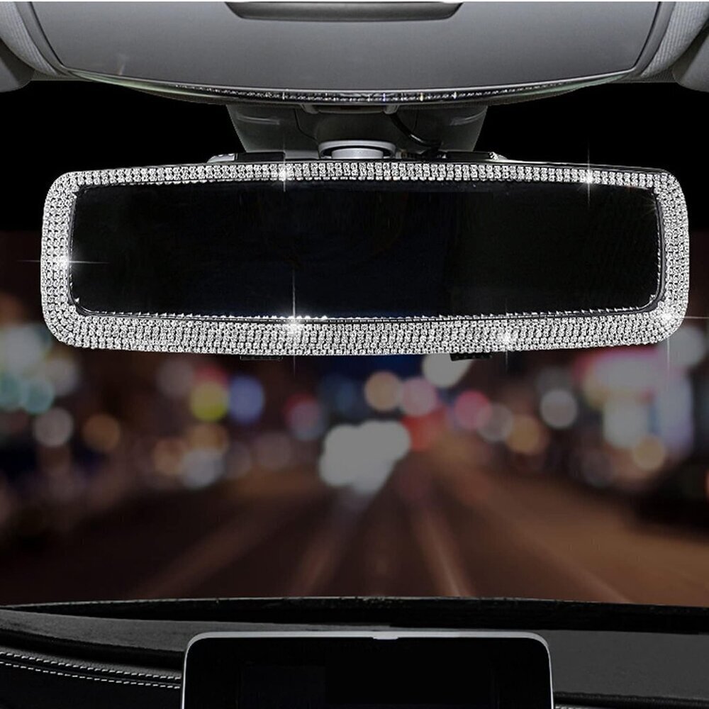 Bling Rhinestone Car Rear View Mirror, Mirror with Crystal Diamonds